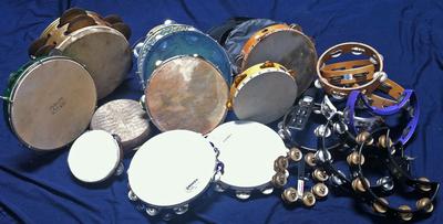 Variety of Drumset & Ethnic Tambourines